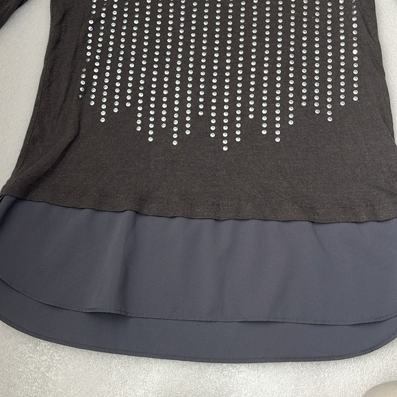 🆕 Apt 9 Long Sleeve Shiny Embellished Front Gray Sz S - Picture 2 of 8